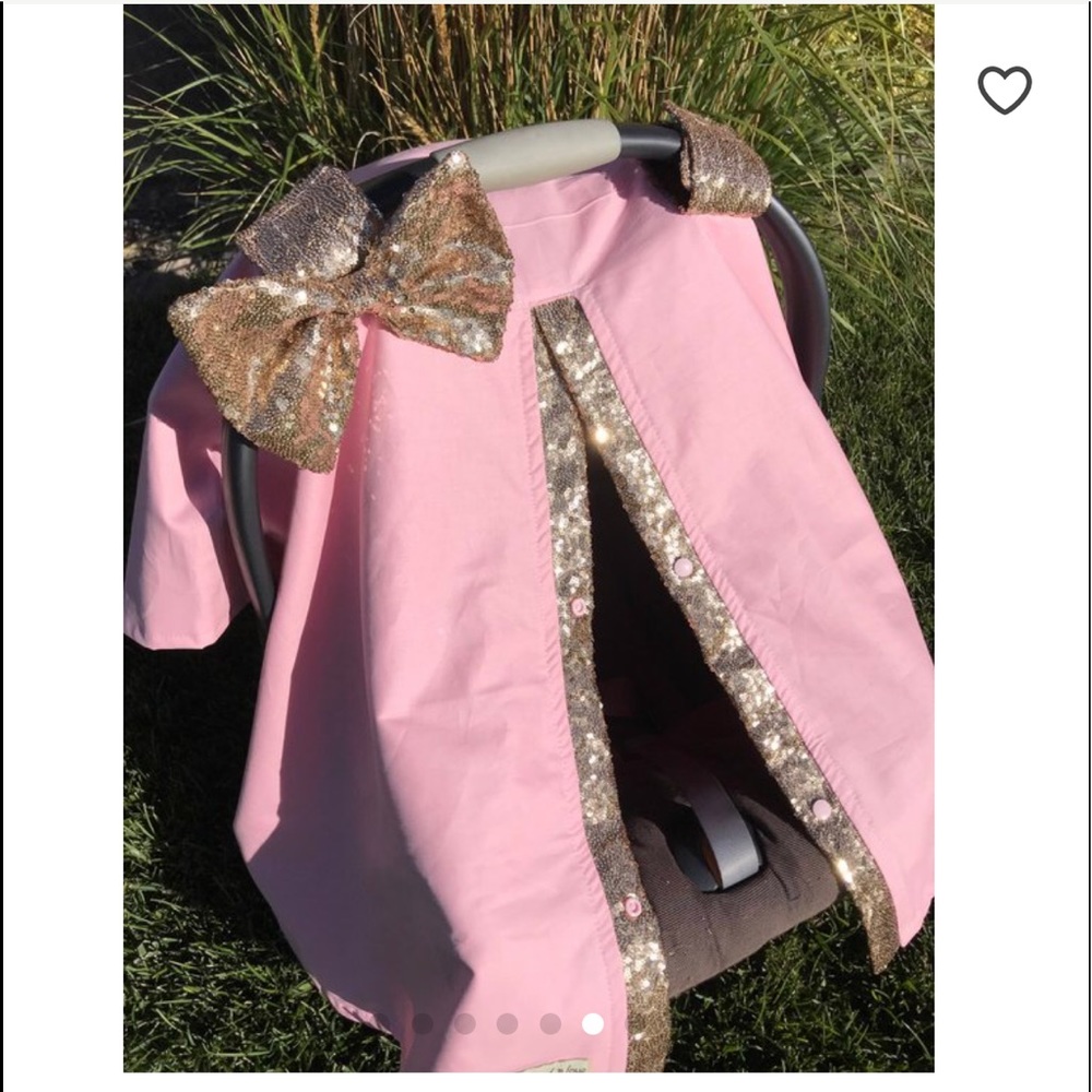 Pink and gold sequence baby girls car seat cover
